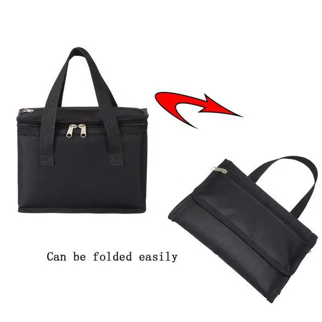 Alt view image 4 of 6 - Foldable Lunch Bag Insulated Lunch Box Water-Resistant Leakproof Soft Cooler Bag Black 8 cans