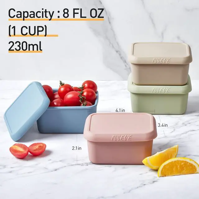 Alt view image 3 of 7 - 8oz Silicone Snack Containers for Kids, 1 Cup Reusable Small Containers with Lids, Leak Proof Silicone Food Storage Containers, Kids Lunch Box for Daycare, School, Travel (4)