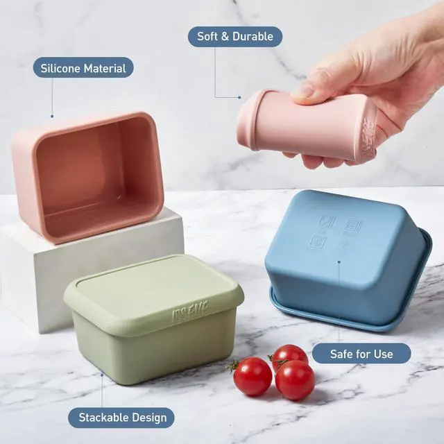 Alt view image 5 of 7 - 8oz Silicone Snack Containers for Kids, 1 Cup Reusable Small Containers with Lids, Leak Proof Silicone Food Storage Containers, Kids Lunch Box for Daycare, School, Travel (4)