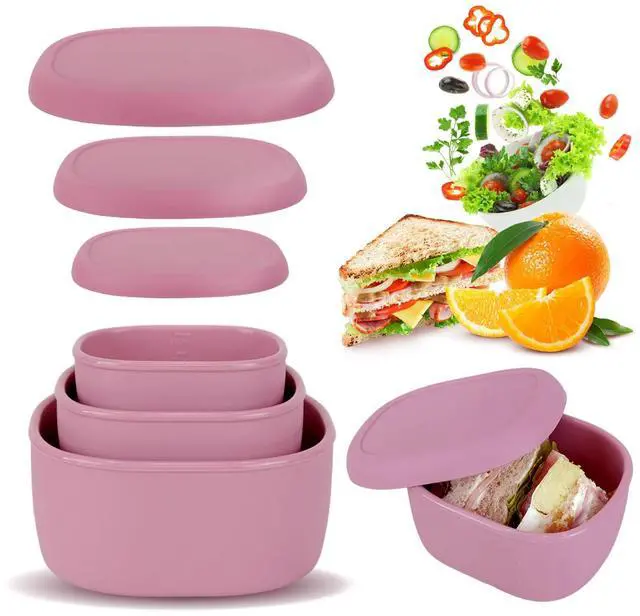 Main image of Silicone Food Storage Containers Set of 3 Lunch Box Bento with Lids BPA Free Dishwasher Microwave Oven Freezer Safe (6.7oz, 10oz, 20oz)