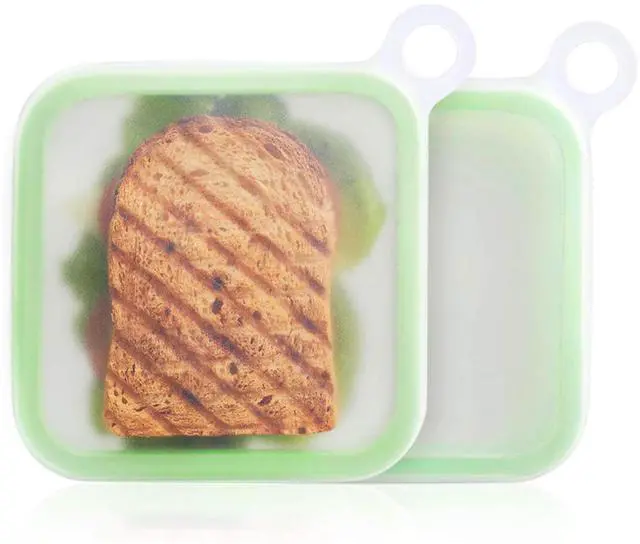 Main image of Silicone Sandwich Container for Lunch Boxes, 2 Pcs Food Storage Containers with Lids, Meal Prep Reusable Bag BPA Free Bento Box Microwave, Freezer & Dishwasher Safe