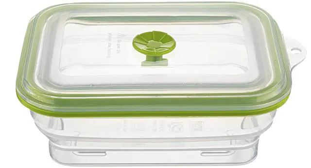 Main image of Fresh Hero 32.3 Ounce Storage Containers, 1 Durable Airtight Food Containers - Microwavable, Freezable, Green Silicone, Collapsible, Dishwashable, With Vented Lids