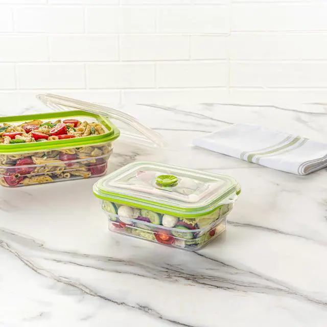 Alt view image 4 of 7 - Fresh Hero 32.3 Ounce Storage Containers, 1 Durable Airtight Food Containers - Microwavable, Freezable, Green Silicone, Collapsible, Dishwashable, With Vented Lids