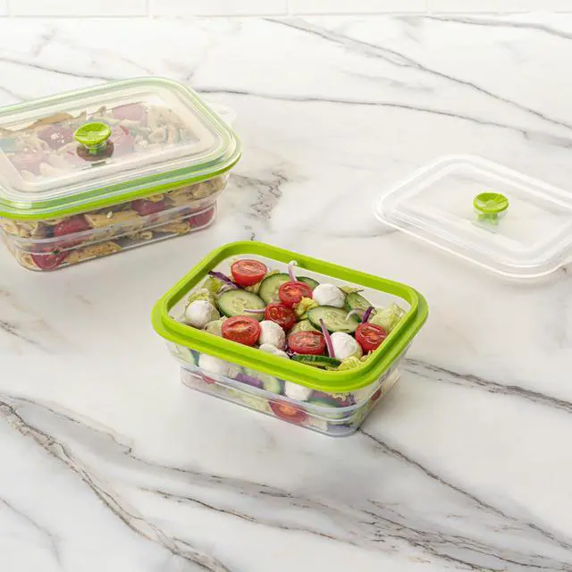 Alt view image 3 of 7 - Fresh Hero 32.3 Ounce Storage Containers, 1 Durable Airtight Food Containers - Microwavable, Freezable, Green Silicone, Collapsible, Dishwashable, With Vented Lids