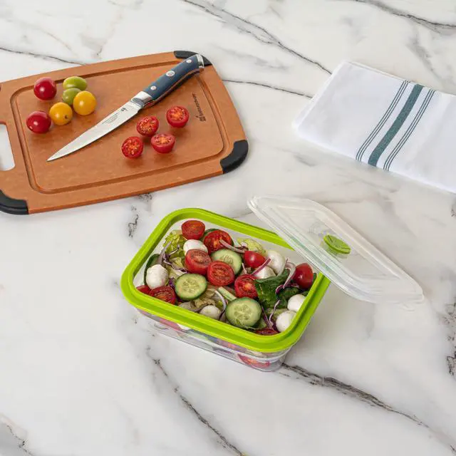 Alt view image 7 of 7 - Fresh Hero 32.3 Ounce Storage Containers, 1 Durable Airtight Food Containers - Microwavable, Freezable, Green Silicone, Collapsible, Dishwashable, With Vented Lids