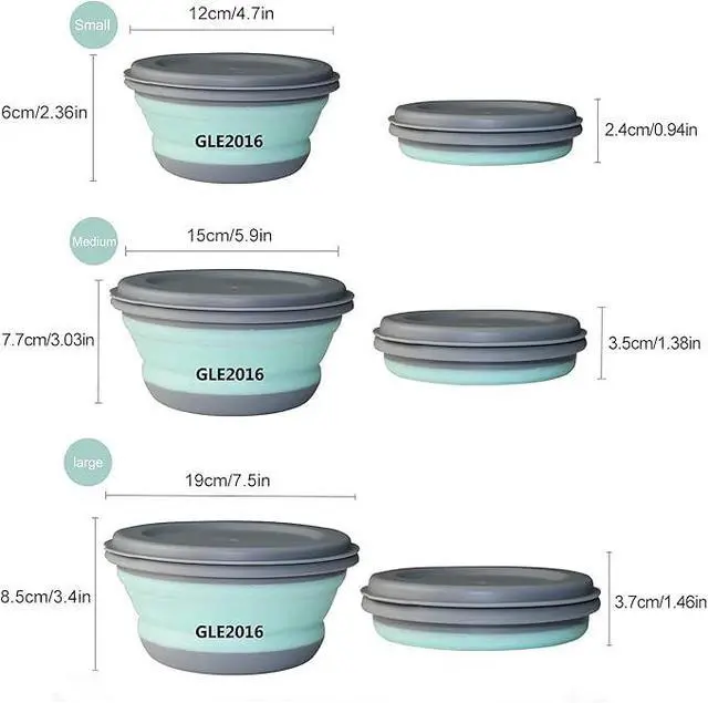 Alt view image 2 of 5 - 6 PCs Food Grade Silicone Collapsible Bowl Lunch Box - Expandable Food Storage Containers Set -Silicone Salad Bowl with Lid Portable