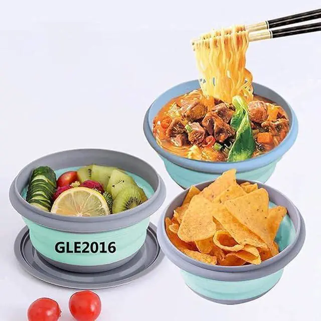 Alt view image 3 of 5 - 6 PCs Food Grade Silicone Collapsible Bowl Lunch Box - Expandable Food Storage Containers Set -Silicone Salad Bowl with Lid Portable