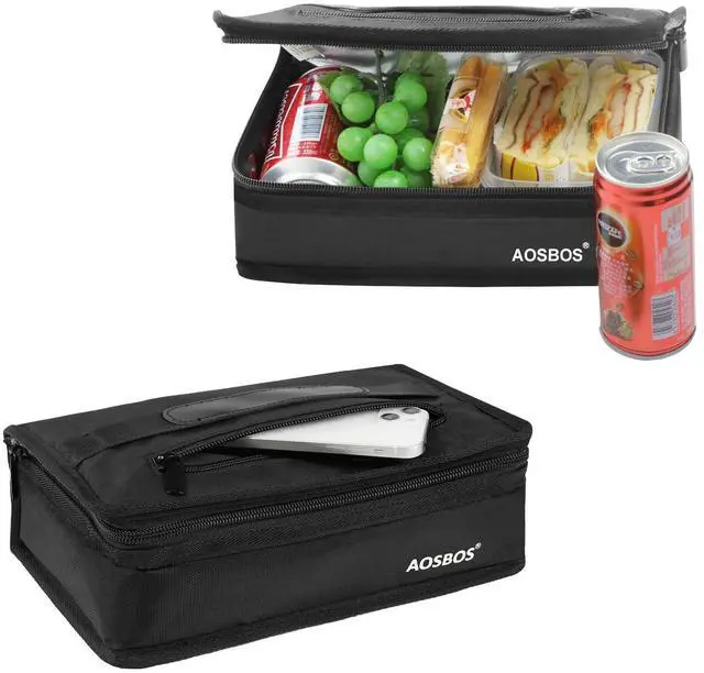 Main image of Small Insulated Lunch Bag - Compact Lunch Box for Portion Control, Work & Office, Black