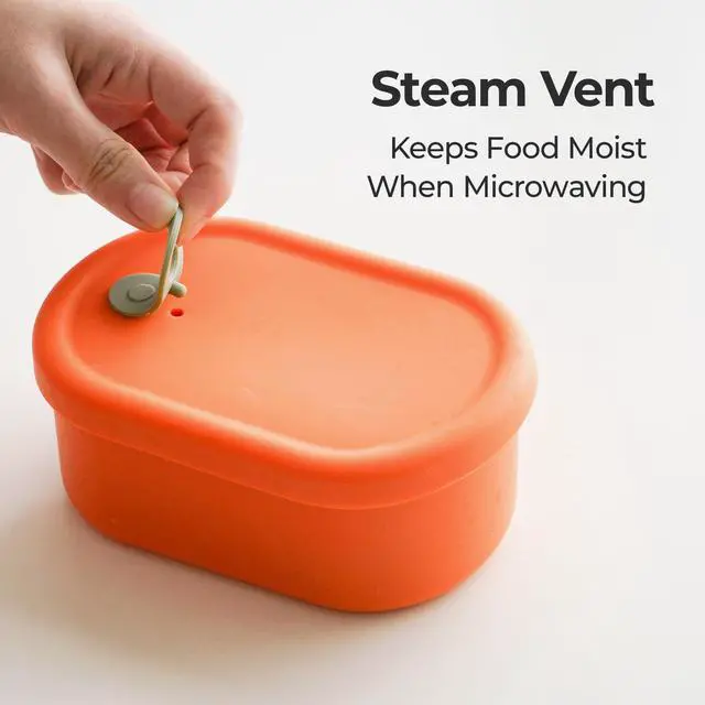 Alt view image 2 of 7 - Korean Silicone Food Container, Steam Vent, Violet, 22 fl oz