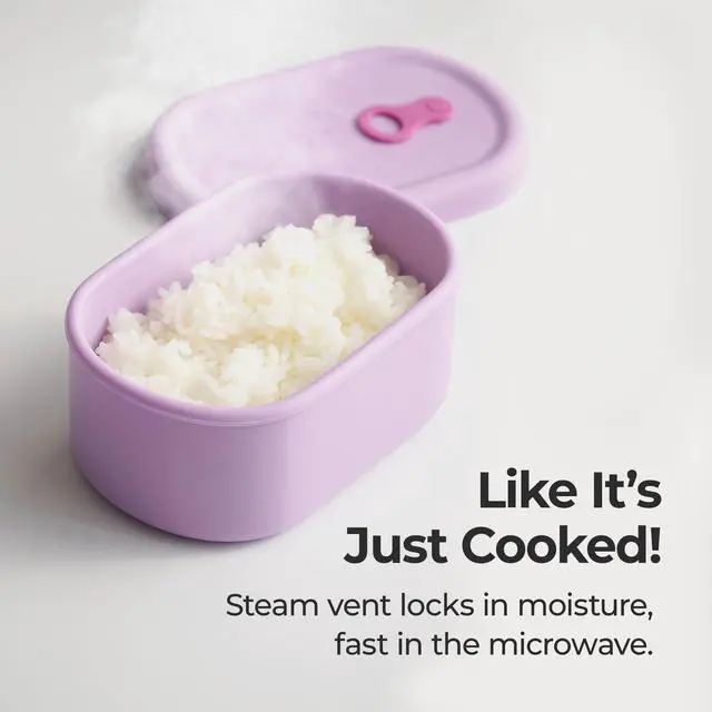 Alt view image 3 of 7 - Korean Silicone Food Container, Steam Vent, Violet, 22 fl oz