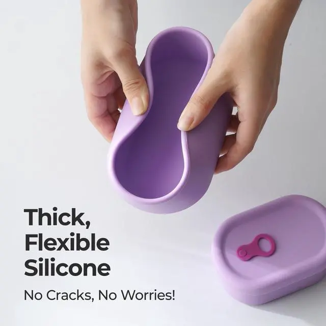 Alt view image 4 of 7 - Korean Silicone Food Container, Steam Vent, Violet, 22 fl oz