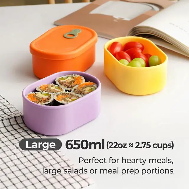 Alt view image 5 of 7 - Korean Silicone Food Container, Steam Vent, Violet, 22 fl oz