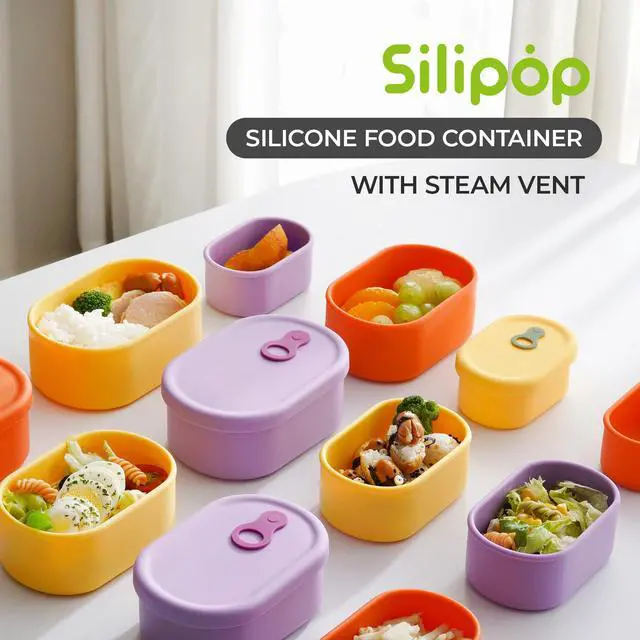 Alt view image 7 of 7 - Korean Silicone Food Container, Steam Vent, Violet, 22 fl oz