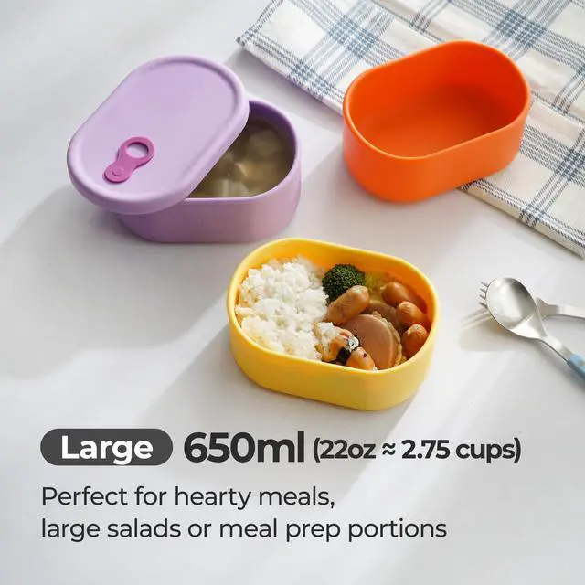 Alt view image 6 of 7 - Korean Silicone Food Container, Steam Vent, Violet, 22 fl oz