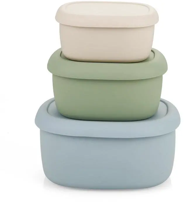 Main image of 3 Pack Silicone Food Storage Containers with Lids, Reusable Nesting Lunch Bento Box Set, BPA Free, Leakproof, Dishwasher Microwave Freezer Safe (6.7oz, 10oz, 20oz)