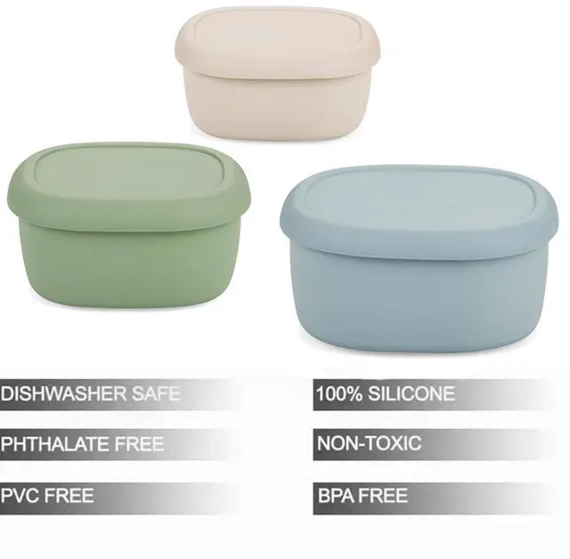 Alt view image 2 of 7 - 3 Pack Silicone Food Storage Containers with Lids, Reusable Nesting Lunch Bento Box Set, BPA Free, Leakproof, Dishwasher Microwave Freezer Safe (6.7oz, 10oz, 20oz)