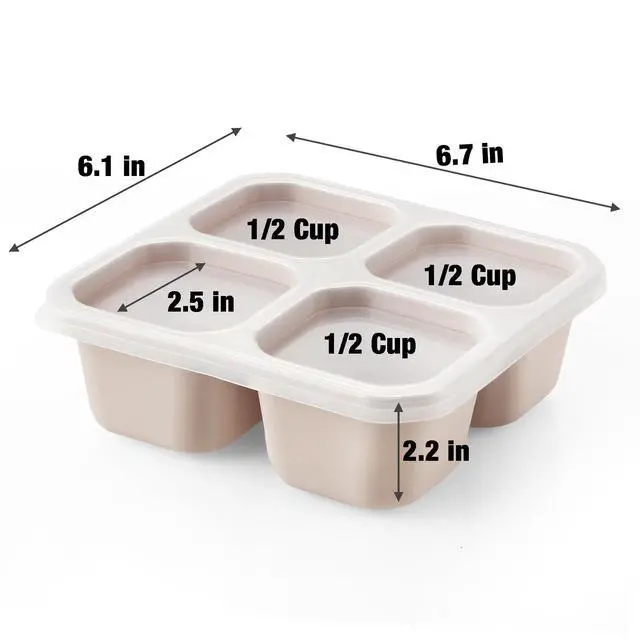 Alt view image 3 of 7 - 3 Pack Silicone Snack Containers with Lids 4 Compartment Bento Lunch Box for Adults, Reusable Divided Food Storage for Daycare, Travel, Work, BPA Free, Microwave Safe
