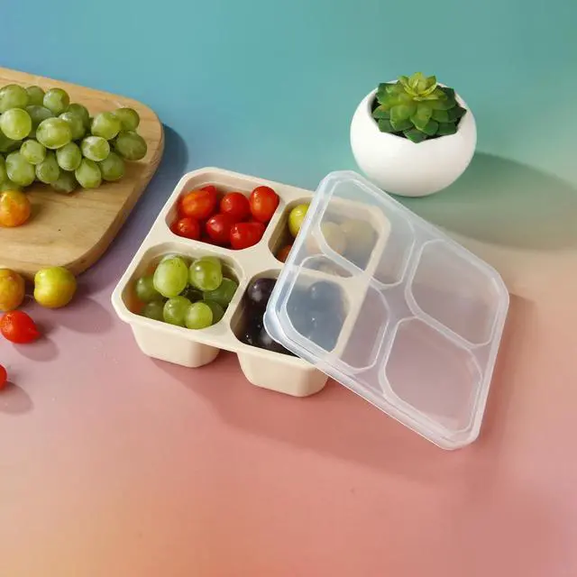 Alt view image 5 of 7 - 3 Pack Silicone Snack Containers with Lids 4 Compartment Bento Lunch Box for Adults, Reusable Divided Food Storage for Daycare, Travel, Work, BPA Free, Microwave Safe