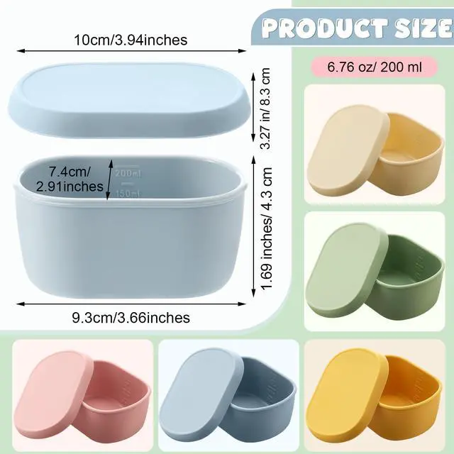 Alt view image 2 of 6 - 10 Pcs 6.76 oz Silicone Snack Containers with Lids, Small Silicone Lunch Container for Kids, Reusable Stackable Small Lunch Box for Home Daycare School Travel Picnic
