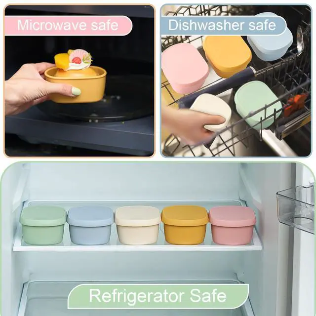 Alt view image 5 of 6 - 10 Pcs 6.76 oz Silicone Snack Containers with Lids, Small Silicone Lunch Container for Kids, Reusable Stackable Small Lunch Box for Home Daycare School Travel Picnic