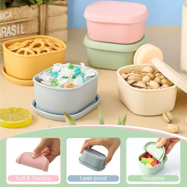 Alt view image 3 of 6 - 10 Pcs 6.76 oz Silicone Snack Containers with Lids, Small Silicone Lunch Container for Kids, Reusable Stackable Small Lunch Box for Home Daycare School Travel Picnic