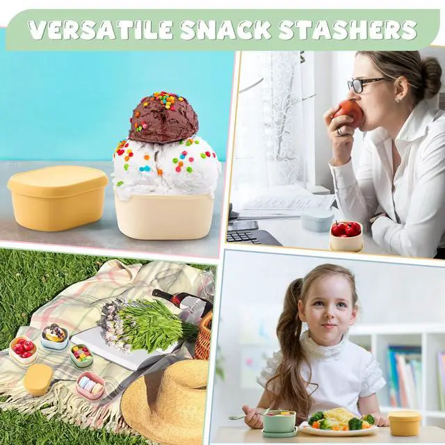 Alt view image 6 of 6 - 10 Pcs 6.76 oz Silicone Snack Containers with Lids, Small Silicone Lunch Container for Kids, Reusable Stackable Small Lunch Box for Home Daycare School Travel Picnic