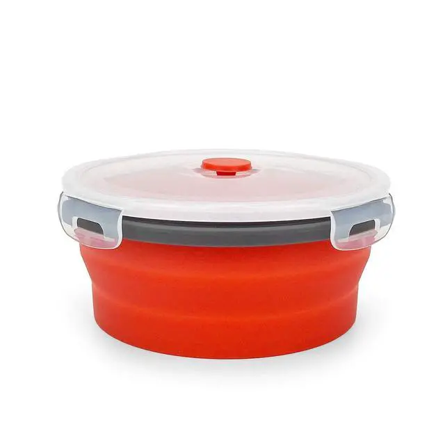 Alt view image 2 of 5 - 1200ml Large Collapsible Meal Prep Containers, Reusable Silicone Food Storage Containers, Stackable Fridge Storage Containers, With Leakproof Lids, Microwave and Freezer Safe, Red