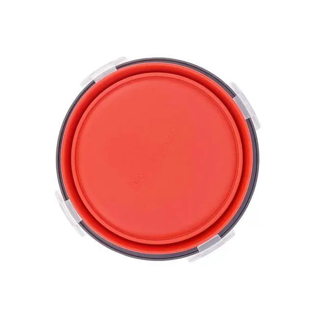 Alt view image 4 of 5 - 1200ml Large Collapsible Meal Prep Containers, Reusable Silicone Food Storage Containers, Stackable Fridge Storage Containers, With Leakproof Lids, Microwave and Freezer Safe, Red