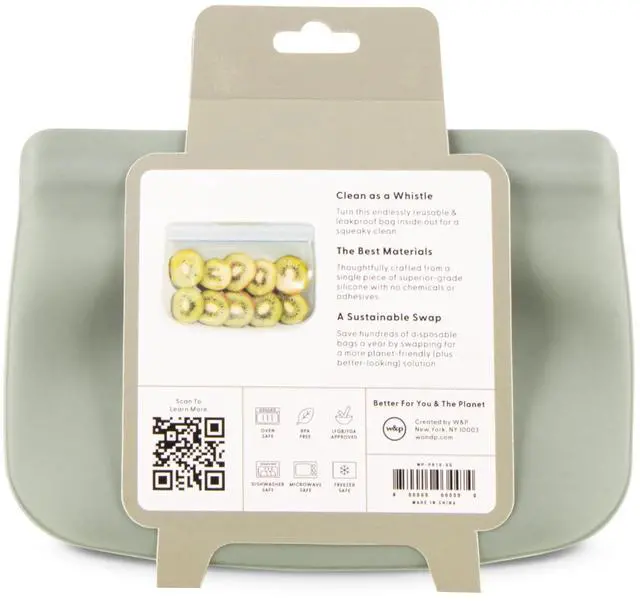 Alt view image 4 of 7 - Porter Silicone Reusable Storage Bag, Sandwich (10oz Flat), Sage, Food Storage Container, Microwave and Dishwasher Safe, Easy Cleaning