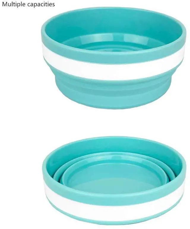 Alt view image 3 of 7 - 950ml Collapsible Bowls-Silicone Food Storage Containers-Prep/Storage Bowls with Lids-Silicone Lunch Containers, Ideal for Travel and Camping (Blue)