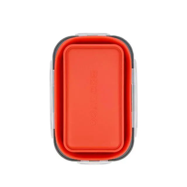 Alt view image 6 of 7 - Set of 3 Collapsible Food Storage Containers with Lids, Collapsible Silicone Bowls, Silicone Lunch Containers, For Meal Prep, Camping, Travel, Microwave and Freezer Safe,500ml,Red