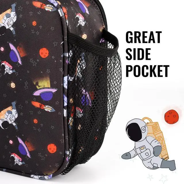 Alt view image 3 of 7 - Lunch Box Kids, Prints Insulated Lunch Bag Kids Boys Girls,Soft Bag Mini Cooler Back to School Thermal Meal Tote Kit Lunch Box for School,Work,Outdoor - Astronaut