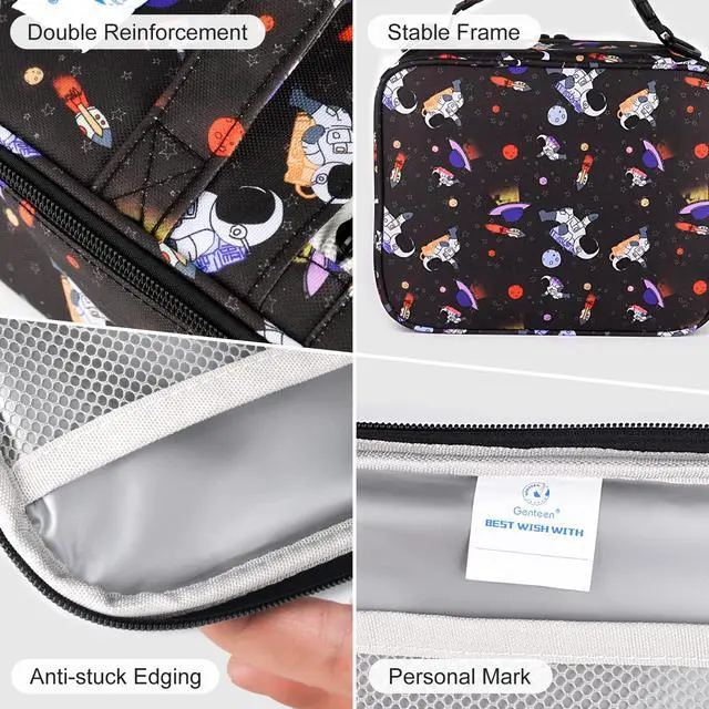 Alt view image 6 of 7 - Lunch Box Kids, Prints Insulated Lunch Bag Kids Boys Girls,Soft Bag Mini Cooler Back to School Thermal Meal Tote Kit Lunch Box for School,Work,Outdoor - Astronaut