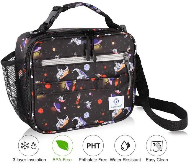 Alt view image 7 of 7 - Lunch Box Kids, Prints Insulated Lunch Bag Kids Boys Girls,Soft Bag Mini Cooler Back to School Thermal Meal Tote Kit Lunch Box for School,Work,Outdoor - Astronaut