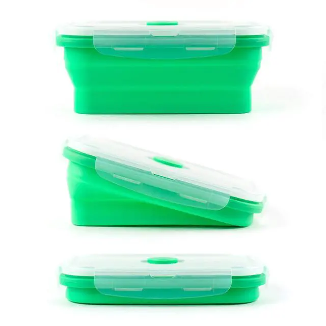 Alt view image 5 of 7 - Silicone Food Storage Containers with BPA Free Airtight Plastic Lids - Set of 4 Small and Large Collapsible Meal Prep Container for Kitchen Lunch Boxes - Microwave and Freezer Safe