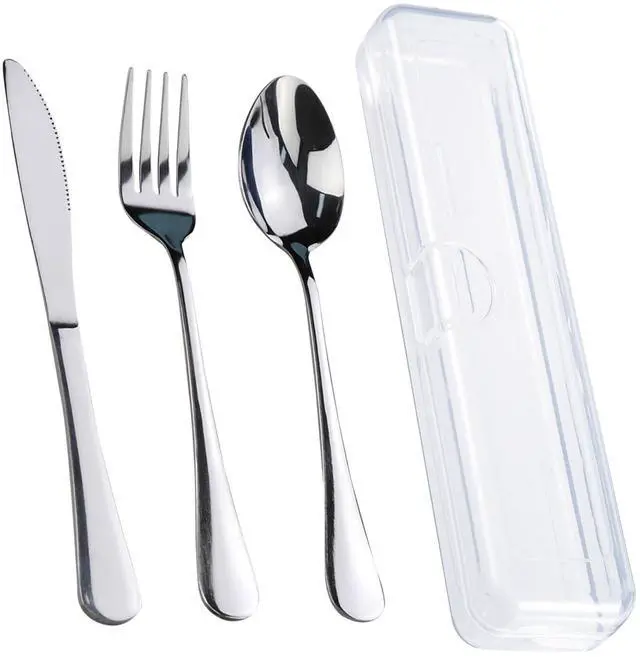 Main image of Travel Utensils With Case, Stainless Steel Reusable Portable Utensils Set With Case, Lengnoyp Travel Silverware Set