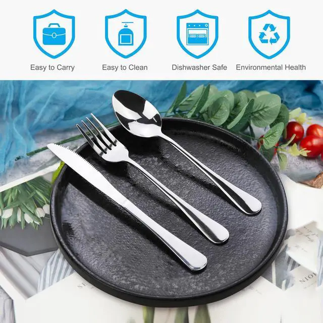 Alt view image 2 of 7 - Travel Utensils With Case, Stainless Steel Reusable Portable Utensils Set With Case, Lengnoyp Travel Silverware Set
