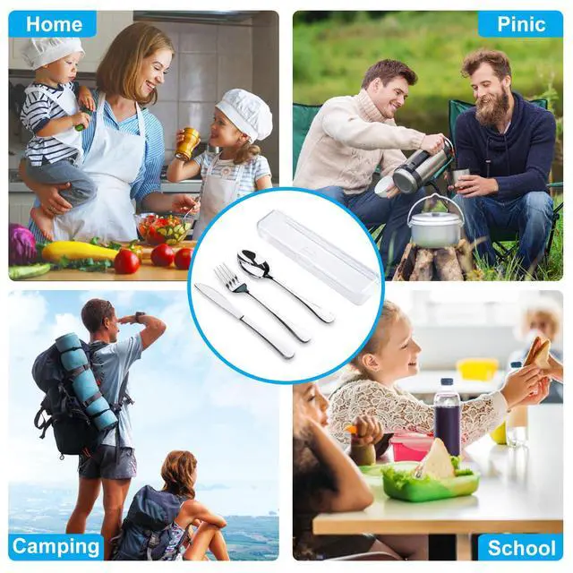Alt view image 6 of 7 - Travel Utensils With Case, Stainless Steel Reusable Portable Utensils Set With Case, Lengnoyp Travel Silverware Set