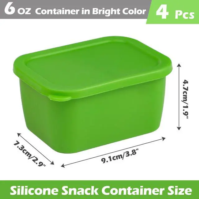 Alt view image 2 of 4 - Silicone Snack Containers with Lids, 6 Oz Food Containers Rectangle, Easy Open Leak Proof Lunch Box Containers for Office, Travel, Picnic (Pack of 4)