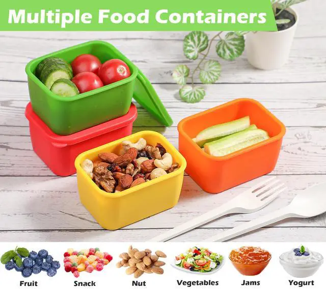 Alt view image 3 of 4 - Silicone Snack Containers with Lids, 6 Oz Food Containers Rectangle, Easy Open Leak Proof Lunch Box Containers for Office, Travel, Picnic (Pack of 4)