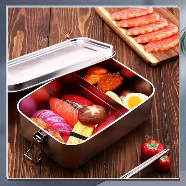 Alt view image 5 of 7 - 1 Pcs Stainless Steel Food Containers 1400ml Metal Bento Lunch Box Stainless Steel Food Storage Containers, Lockable Clips to Leak Proof, Reusable Dishwasher Snack Boxes for Work