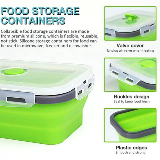 Alt view image 3 of 7 - Collapsible Silicone Food Storage Container 4 Pack, 27 Oz