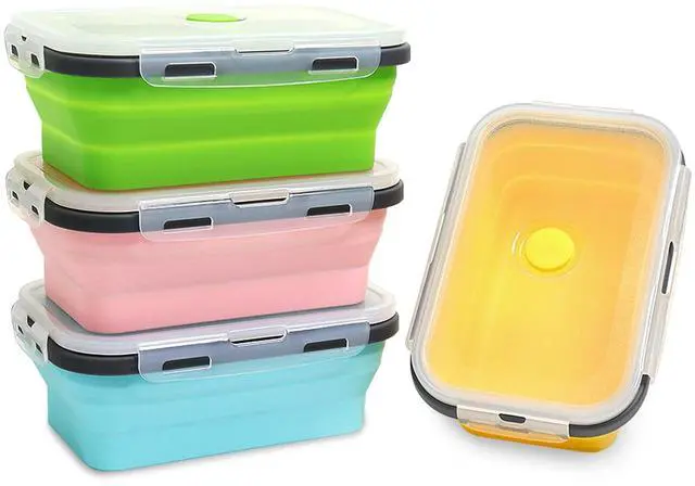 Main image of Collapsible Silicone Food Storage Container 4 Pack, 27 Oz