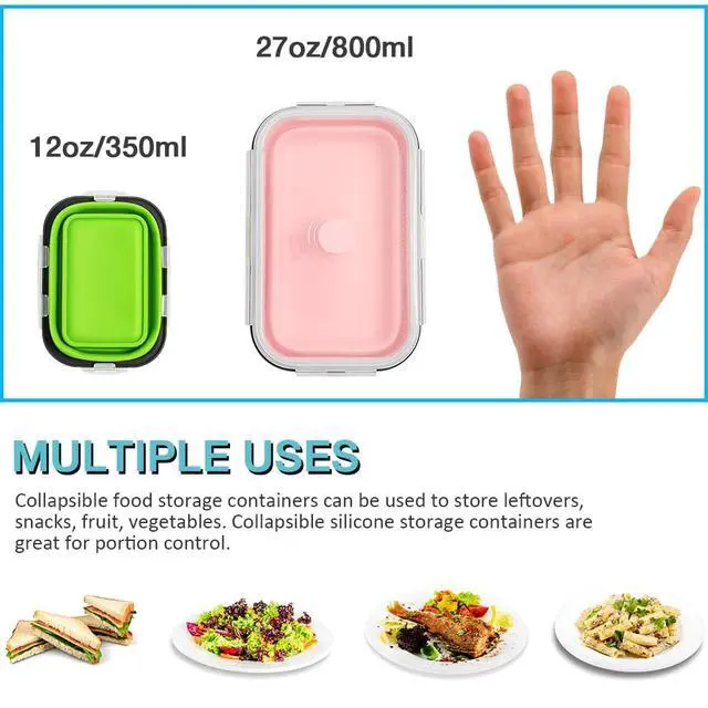 Alt view image 4 of 7 - Collapsible Silicone Food Storage Container 4 Pack, 27 Oz