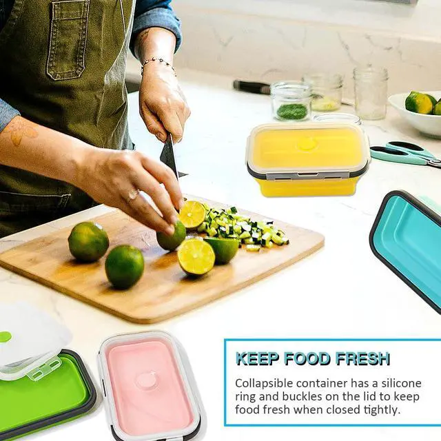 Alt view image 7 of 7 - Collapsible Silicone Food Storage Container 4 Pack, 27 Oz