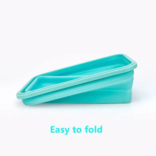 Alt view image 5 of 7 - Large Collapsible Camping Food Containers, 1200ml Silicone Lunch Container, Microwave Safe Reusable Meal Prep Container For Indoor&Outdoor Kitchen With Foldable Spoon, Blue
