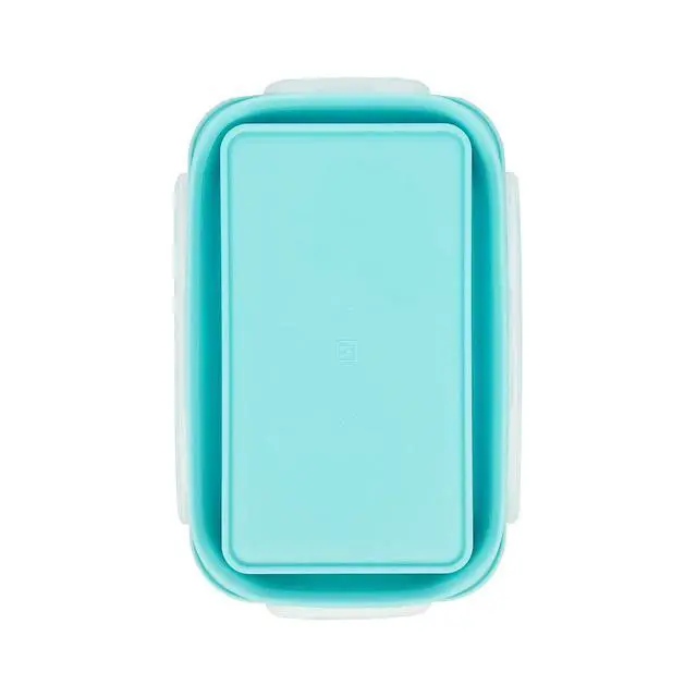 Alt view image 7 of 7 - Large Collapsible Camping Food Containers, 1200ml Silicone Lunch Container, Microwave Safe Reusable Meal Prep Container For Indoor&Outdoor Kitchen With Foldable Spoon, Blue