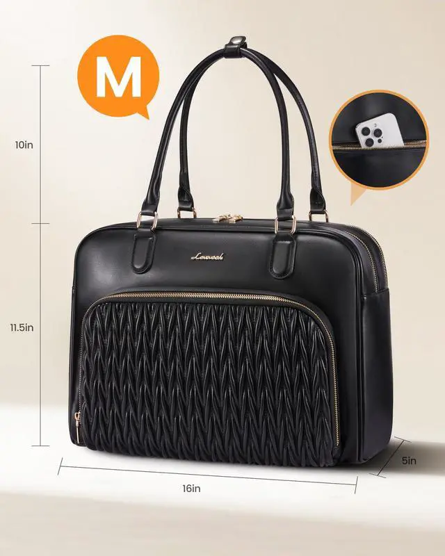 Alt view image 7 of 7 - Lunch Bag for Women With Separate Laptop Compartment,Large Leather Work Teacher Laptop Tote Bag With Insulated Lunch Compartment,Cute Quilted Womens Lunch Box Purse Handbag for Travel,College