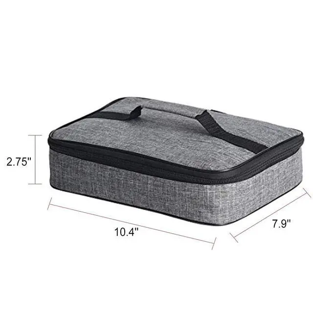Alt view image 3 of 7 - Small Insulated Lunch Bag Mini Lunch Box Portable Flat Lunch Pail Reusable Snack Bags with Handle,Cooler Lunch Bag for Men,Women Grey