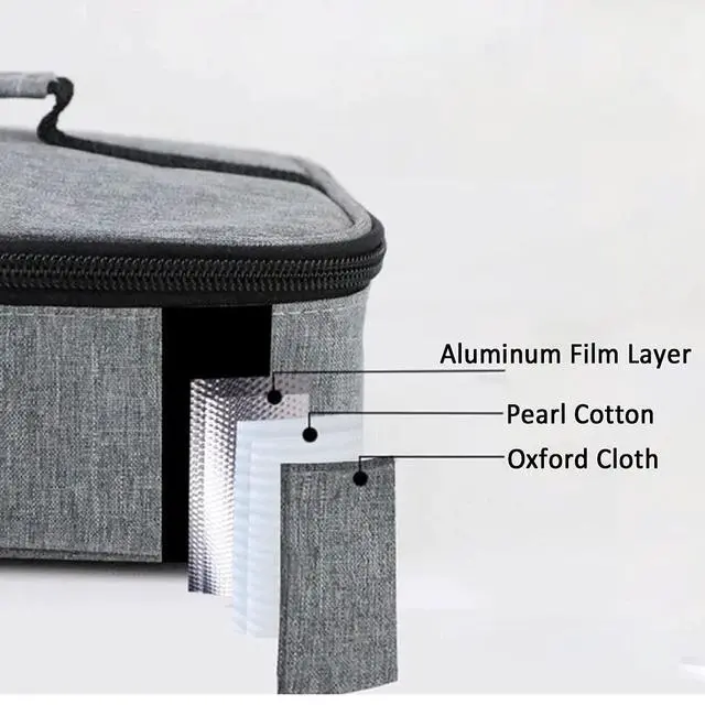 Alt view image 4 of 7 - Small Insulated Lunch Bag Mini Lunch Box Portable Flat Lunch Pail Reusable Snack Bags with Handle,Cooler Lunch Bag for Men,Women Grey